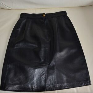 Celine Vintage Black Leather Mini Skirt